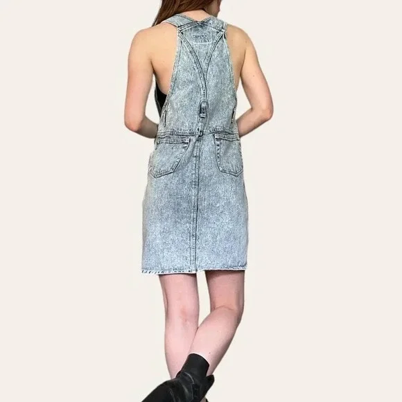 80s/90s vintage acid wash denim overall dress XS - Picture 4 of 6